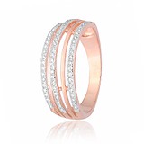 Женское серебряное кольцо с куб. циркониями в позолоте, 283172