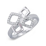 Женское серебряное кольцо с куб. циркониями, 141605