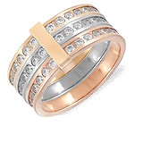 Золотое обручальное кольцо с куб. циркониями, 142885