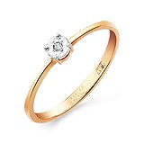 Золотое кольцо с бриллиантом, 1513765