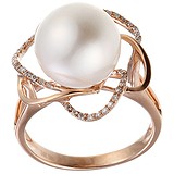 Женское золотое кольцо с бриллиантами и жемчугом, 1611045