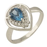 Женское серебряное кольцо с топазом и куб. циркониями