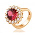 Женское золотое кольцо с синт. рубином и Swarovski Zirconia - фото 1