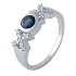 Женское серебряное кольцо с синт. сапфиром и куб. циркониями - фото 1