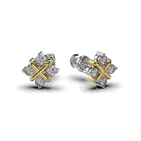 Золотые серьги с бриллиантами lun334841121b – изображение 2