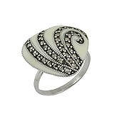 Женское серебряное кольцо с марказитами и эмалью, 1516070