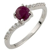 Женское серебряное кольцо с рубином и куб. циркониями, 1552934