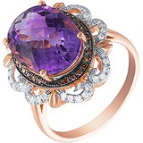 Женское золотое кольцо с бриллиантами и аметистом, 1654822