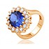 Женское золотое кольцо с синт. сапфиром и Swarovski Zirconia - фото 1