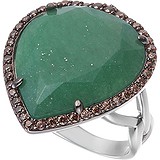 Женское серебряное кольцо с куб. циркониями и авантюрином, 1669414