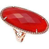 Женское серебряное кольцо с куб. циркониями и агатом в позолоте, 1672230