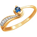 Женское золотое кольцо с бриллиантами и сапфиром, 1711910