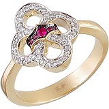 Женское золотое кольцо с бриллиантами и рубинами, 1712166