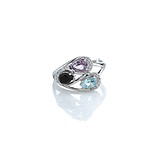 Женское серебряное кольцо с аметистом, топазом, ониксом и куб. циркониями, 1718566