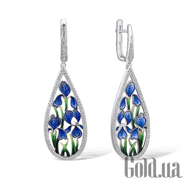 

Серьги с подвесками Lurie Jewelry, Серебряные серьги с куб. циркониями и эмалью