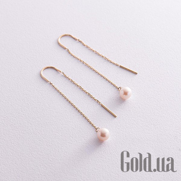 

Серьги с подвесками Украина, Золотые серьги с культив. жемчугом