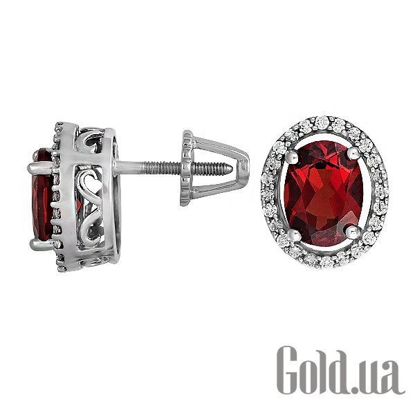 

Серьги-гвоздики Lurie Jewelry, Золотые серьги с гранатами и куб.циркониями