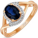 Женское золотое кольцо с бриллиантами и сапфиром, 1554215