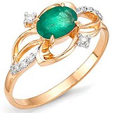 Женское золотое кольцо с бриллиантами и изумрудом, 1612327