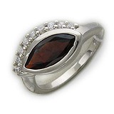 Женское серебряное кольцо с куб. циркониями и гранатом, 1622311