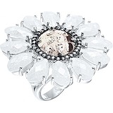 Женское серебряное кольцо с куб. циркониями и кожей, 1648935