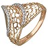 Женское серебряное кольцо с куб. циркониями в позолоте - фото 1