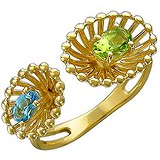 Женское золотое кольцо с топазом и хризолитом, 1666343