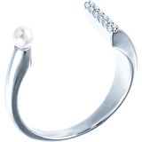 Женское серебряное кольцо с куб. циркониями и жемчугом, 1668903