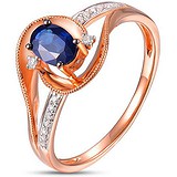 Женское золотое кольцо с бриллиантами и сапфиром, 1705511