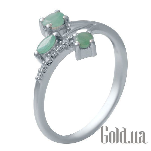 

Женские кольца Fresh Jewelry, Женское серебряное кольцо с изумрудами и куб. циркониями, 18