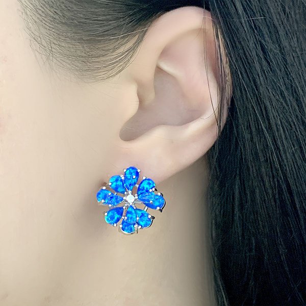 Серебряные серьги с опалами и куб. циркониями 2028772 – изображение 3