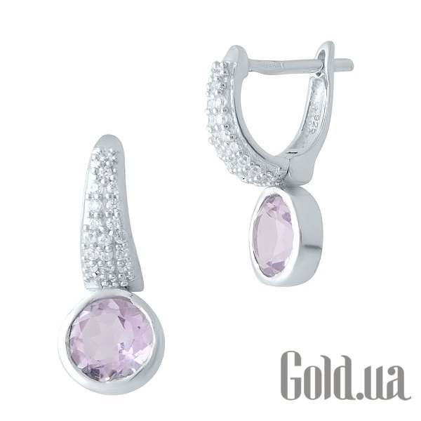 

Серьги Fresh Jewelry, Серебряные серьги с аметистами и куб. циркониями