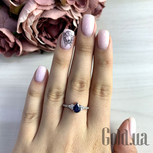 Каблучка Fresh Jewelry Жіноча срібна каблучка з куб. цирконіями і сапфіром, 17