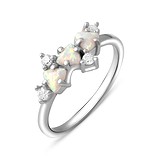 Женское серебряное кольцо с куб. циркониями и опалами, 1753639