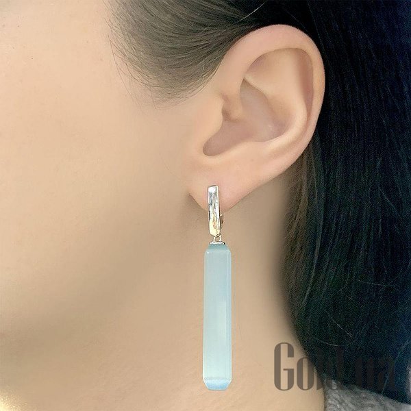 Сережки з підвісками Fresh Jewelry Срібні сережки з котячим оком