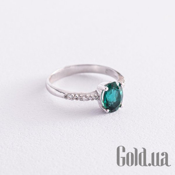 

Женские кольца Украина, Женское серебряное кольцо с куб. циркониями и кварцем, 17