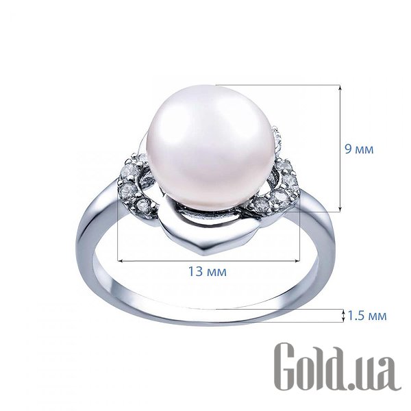 

Женские кольца Lurie Jewelry, Женское серебряное кольцо с жемчугом и куб. циркониями, 17