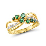 Золотое кольцо с бриллиантами и изумрудами, 268071