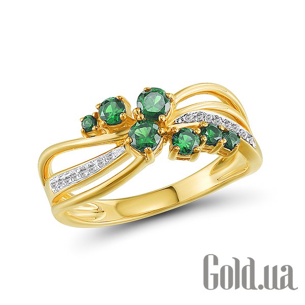 

Кольцо Lurie Jewelry, Золотое кольцо с бриллиантами и изумрудами, 18.5
