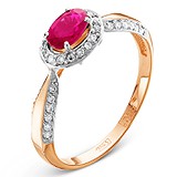 Женское золотое кольцо с рубином и бриллиантами, 1554216