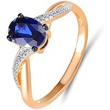 Женское золотое кольцо с бриллиантами и сапфиром, 1602856