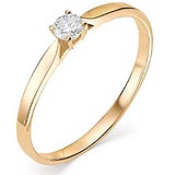 Золотое кольцо с бриллиантом, 1614120