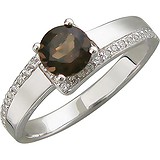Женское серебряное кольцо с куб. циркониями и раухтопазом, 1637160