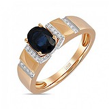 Женское золотое кольцо с бриллиантами и сапфиром, 1639720