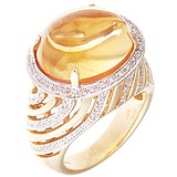 Женское золотое кольцо с бриллиантами и цитрином, 1646120