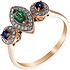Женское золотое кольцо с бриллиантами, сапфирами и изумрудом - фото 1