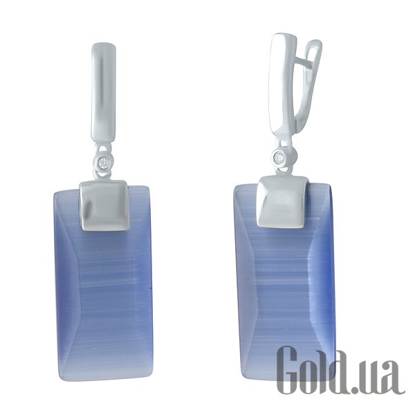 

Серьги с подвесками Fresh Jewelry, Серебряные серьги с кошачьим глазом и куб. циркониями