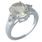 Женское серебряное кольцо с аметистом и куб. циркониями, 1699624