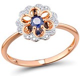 Женское золотое кольцо с бриллиантами и сапфиром, 1705512