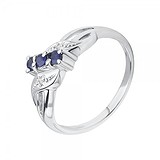 Женское серебряное кольцо с бриллиантами и сапфирами, 1716776